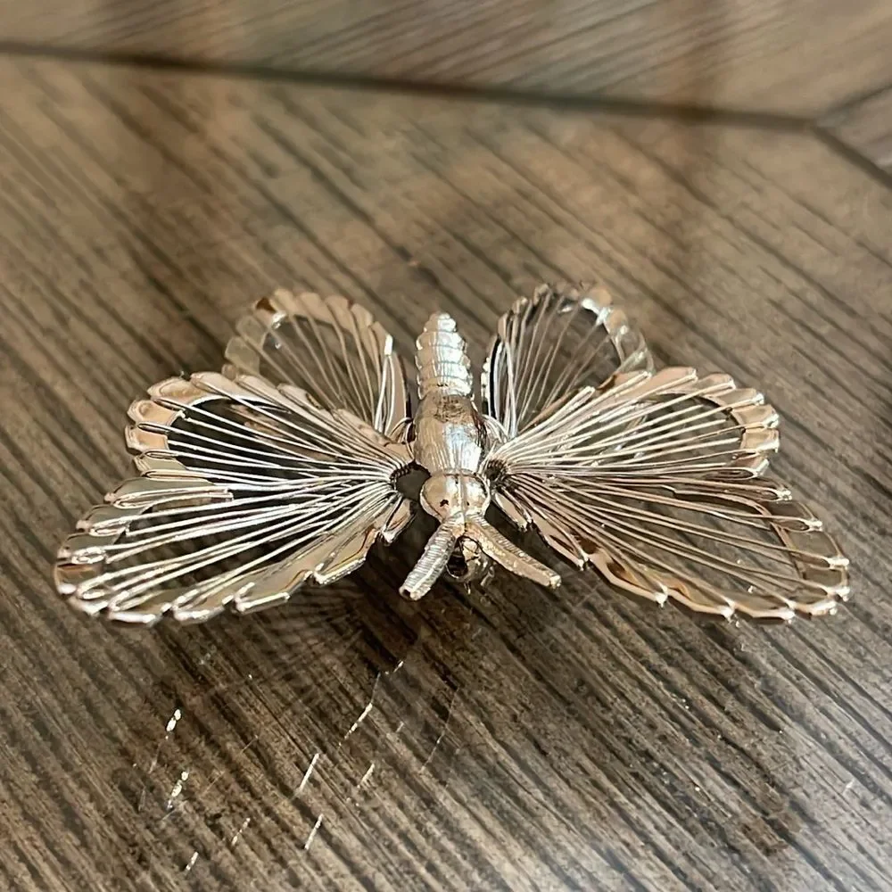 Vintage Monet Silver-tone Wire Butterfly Pin